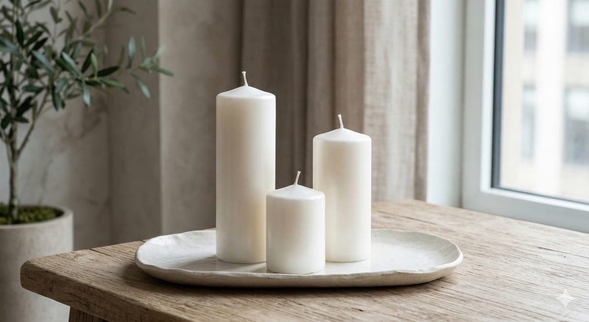Sütun Mum Seti "Pearl" (3 adet)